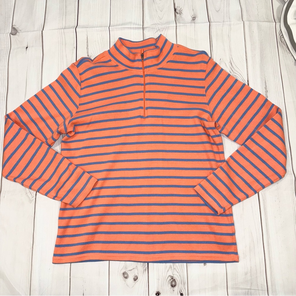 L.L. Bean Orange and Blue Striped Sweater